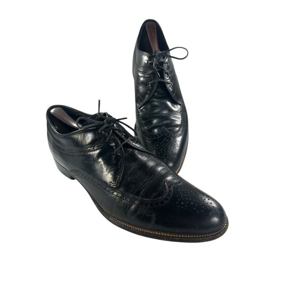 Stacy Adams Vintage Mens Black Size 10D Leather 1980\'s Wingtip Dress Shoes main image 4